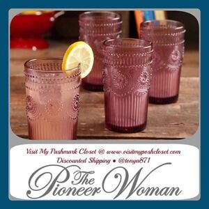COPY - 🦋 New Pioneer Woman Adeline 16-Ounce Embossed  Glass Tumblers, Set of 4